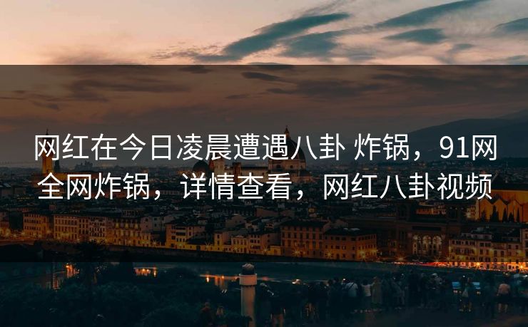 网红在今日凌晨遭遇八卦 炸锅，91网全网炸锅，详情查看，网红八卦视频